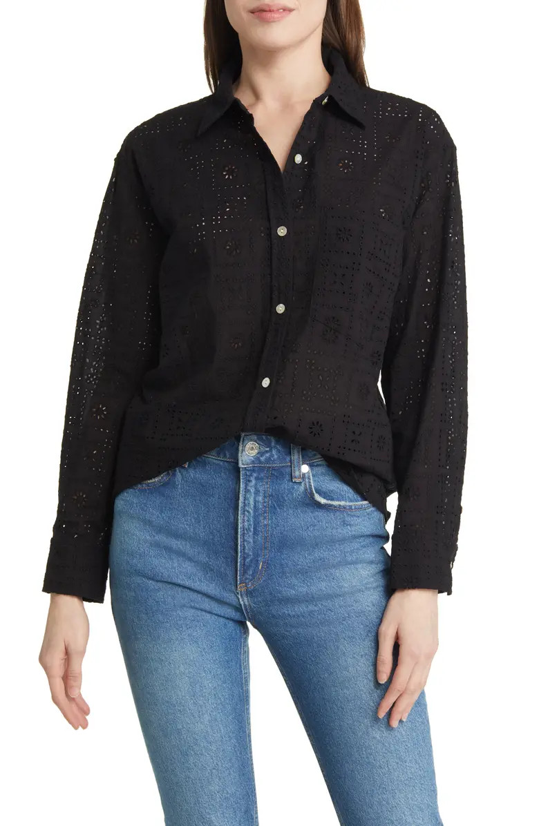 Rails Arlo Eyelet Cotton Button-Up Shirt | Nordstrom | Nordstrom
