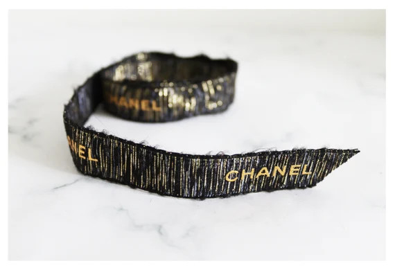 Authentic black and gold Chanel Ribbon | Etsy (US)