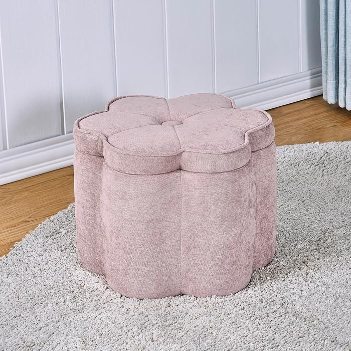 Crestview Collection 14.5" Flower Storage Ottoman, Footrest Ottoman with Storage,Chenille Fabric ... | Amazon (US)