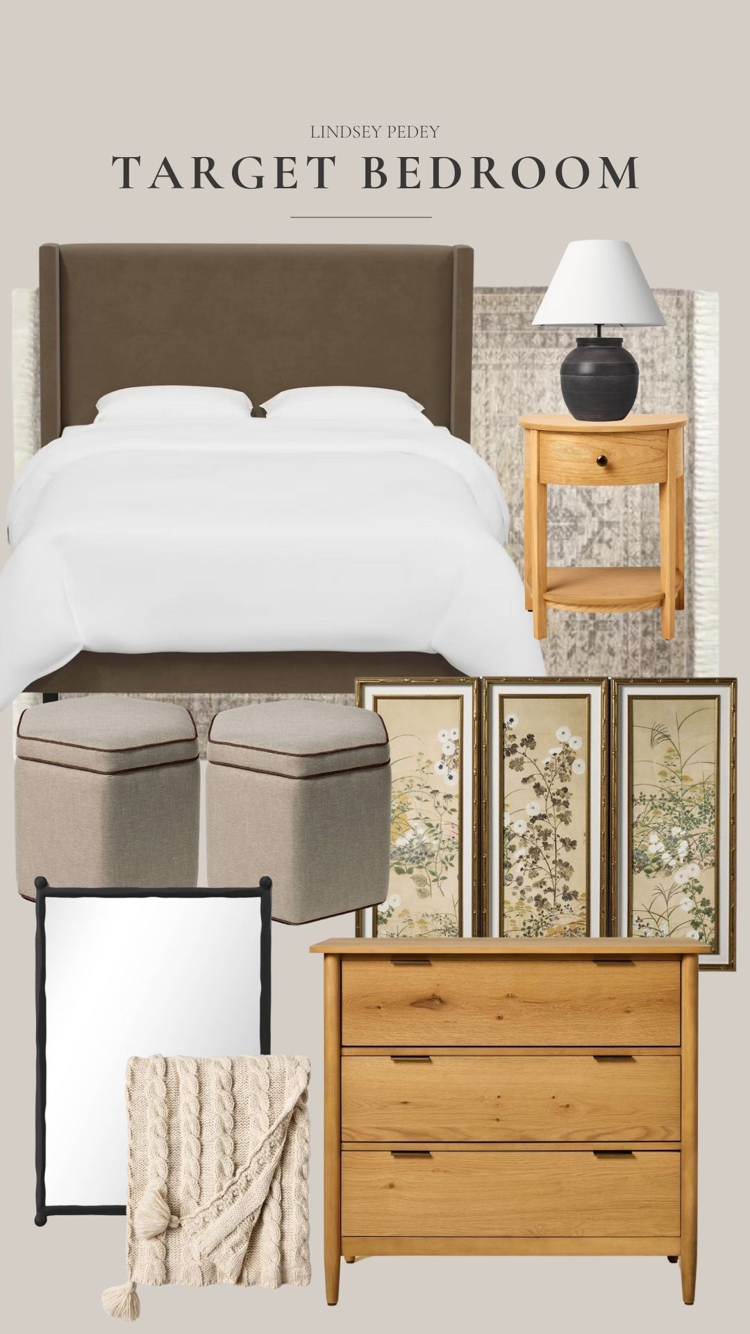 Target bedroom idea🤍

Target home, target bedroom furniture, upholstered bed, wall art for spring, ottoman, home inspo, nightstand, dresser, bedroom inspo

#LTKHome #LTKSeasonal