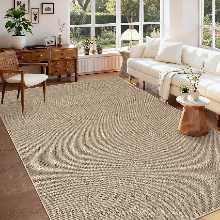 Outdoor Easy Jute Rug 5x7 Washable Non Slip Indoor Outdoor Easy Jute Rug Modern Solid Color Neutr... | Amazon (US)