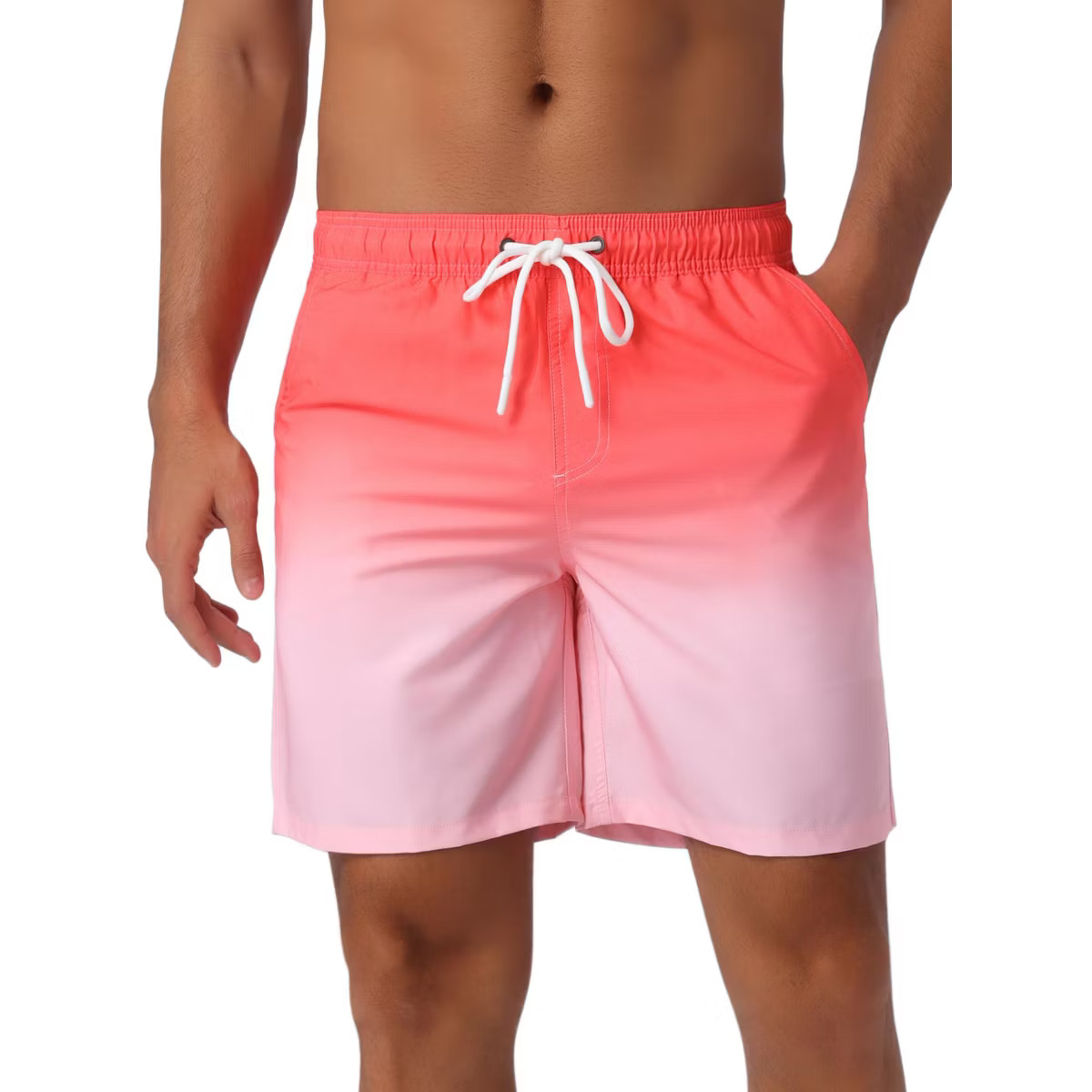 INSPIRE CHIC Men's Gradient Color Drawstring Elastic Waist Lining Summer Swimming Trunks | Target