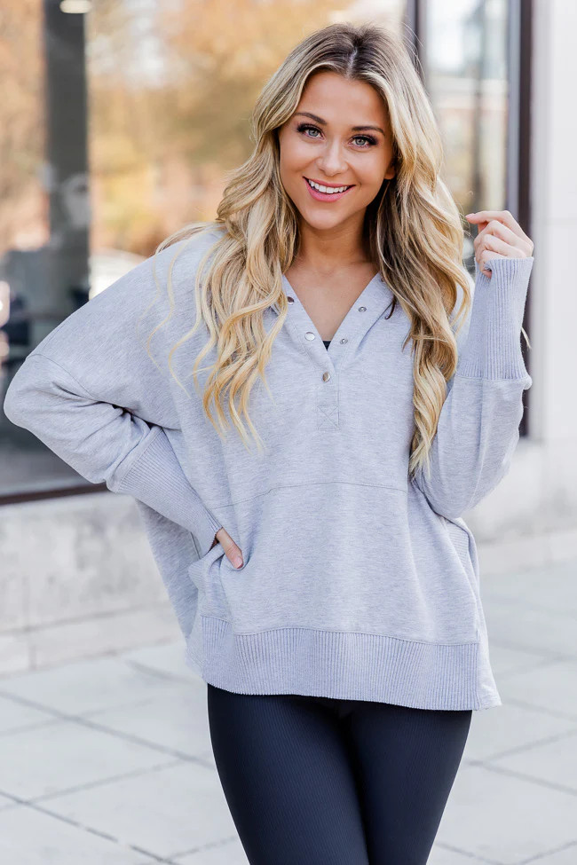 Find You Well Grey Hooded Pullover | Pink Lily