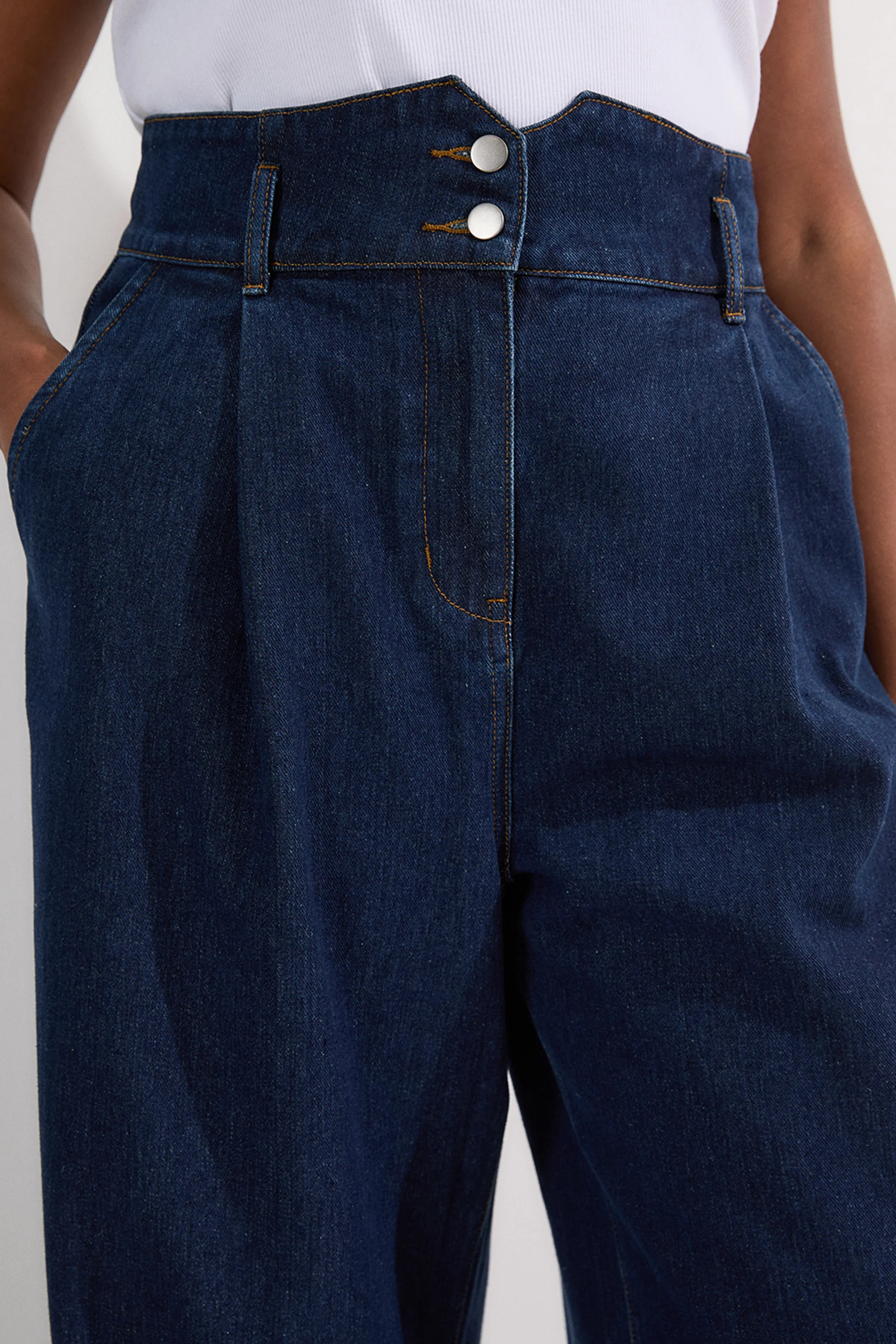 Plus Size Denim Wide Leg Trousers | Karen Millen UK + IE + DE + NL