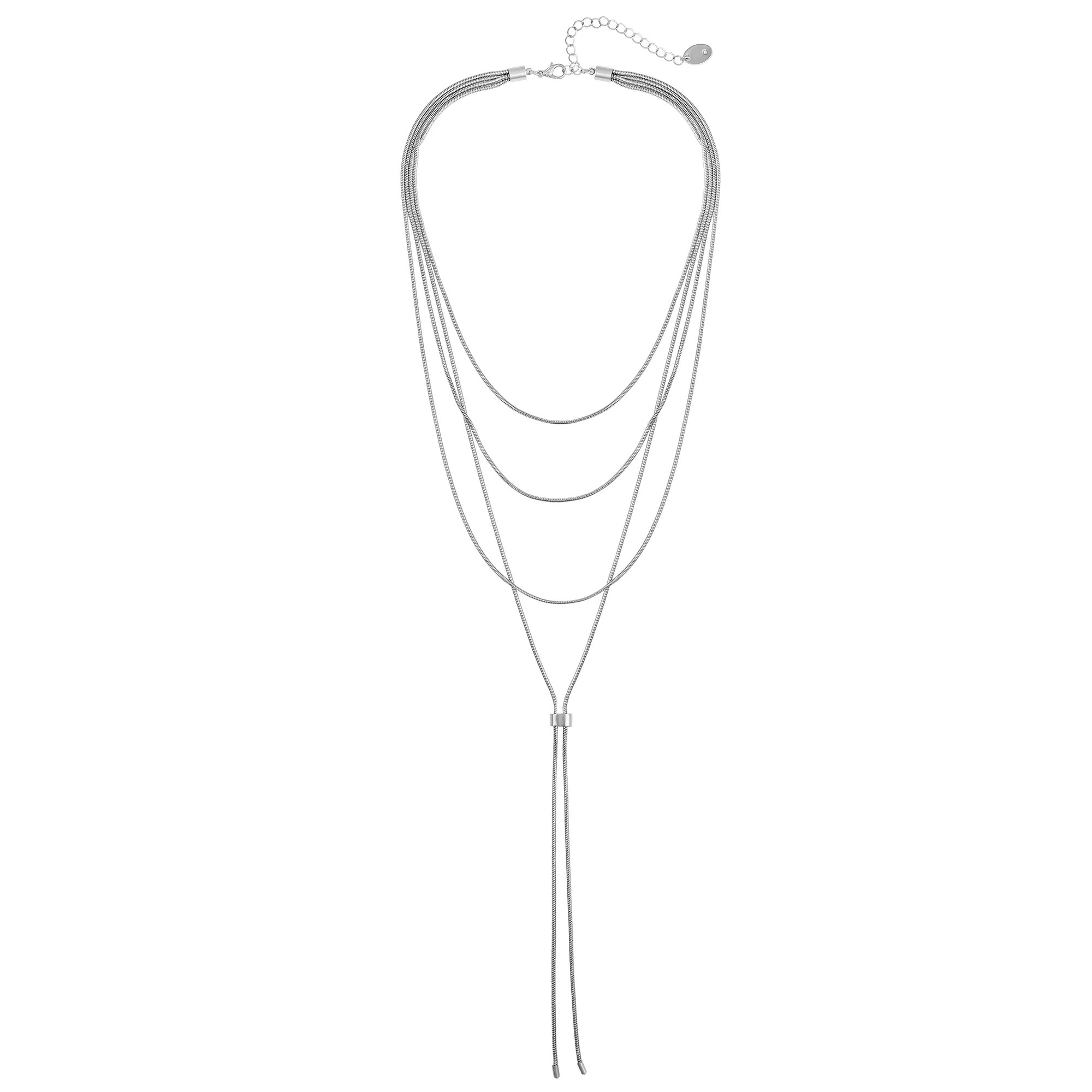 Time and Tru Women's Silvertone Layered Y Necklace | Walmart (US)