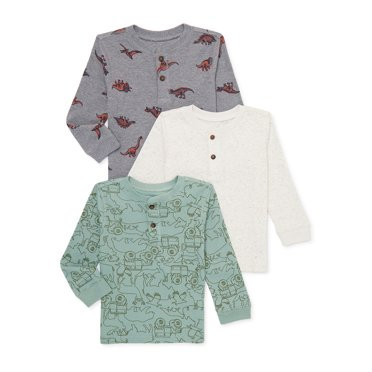 Garanimals Baby and Toddler Boy Thermal Henley with Long Sleeves, 3-Pack, Sizes 12M-5T - Walmart.... | Walmart (US)
