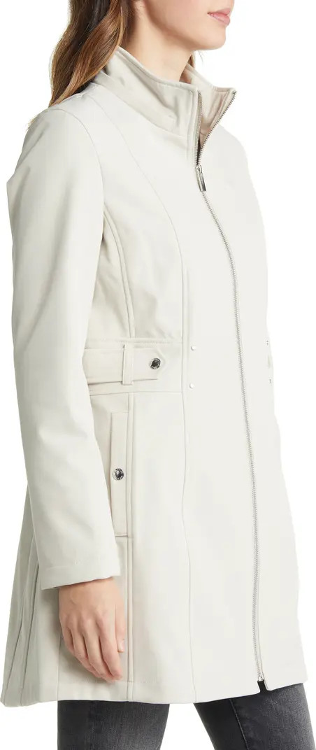 Cinch Waist Soft Shell Water Repellent Raincoat | Nordstrom