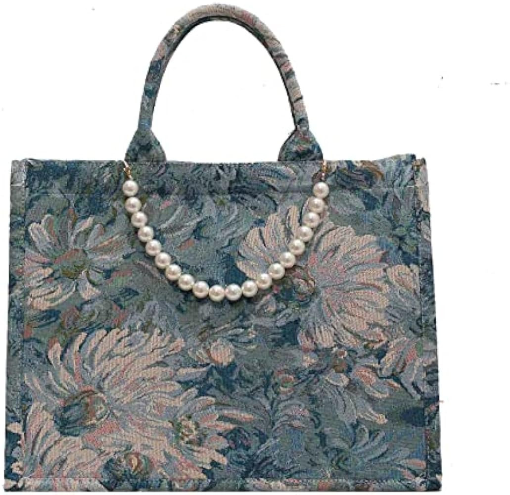 Fashion luxury tote bag cotton linen one shoulder large capacity jacquard embroidery retro Oil Pa... | Amazon (US)