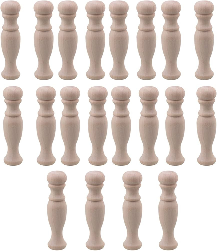 Mxfans 20pcs Decorative Wood Spindles Unfinished Wood Craft Spindles 72x18mm | Amazon (US)
