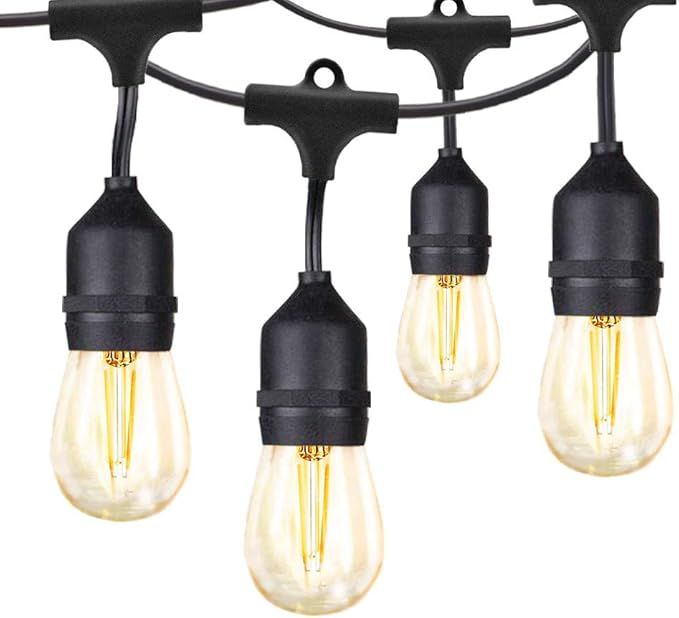 Banord LED Outdoor String Lights, 48FT Patio Lights with 2W Dimmable Edison Vintage Plastic Bulbs... | Amazon (US)