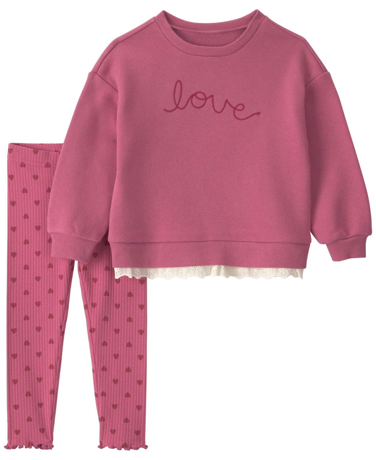 Carter's Toddler Girls' 2T-5T Love Long-Sleeve Top and Pants Set - Pink | Macy's