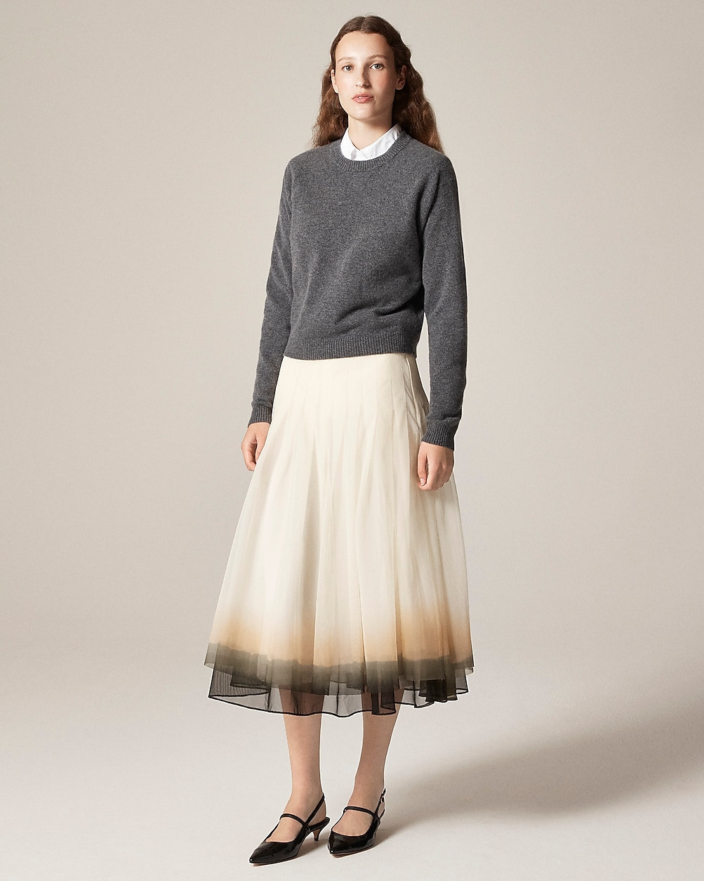 Collection pleated circle skirt in dip-dyed tulle | J. Crew US