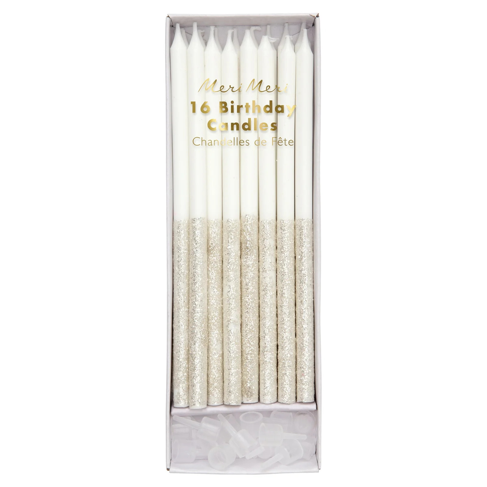 Silver Glitter Dipped Candles | Meri Meri