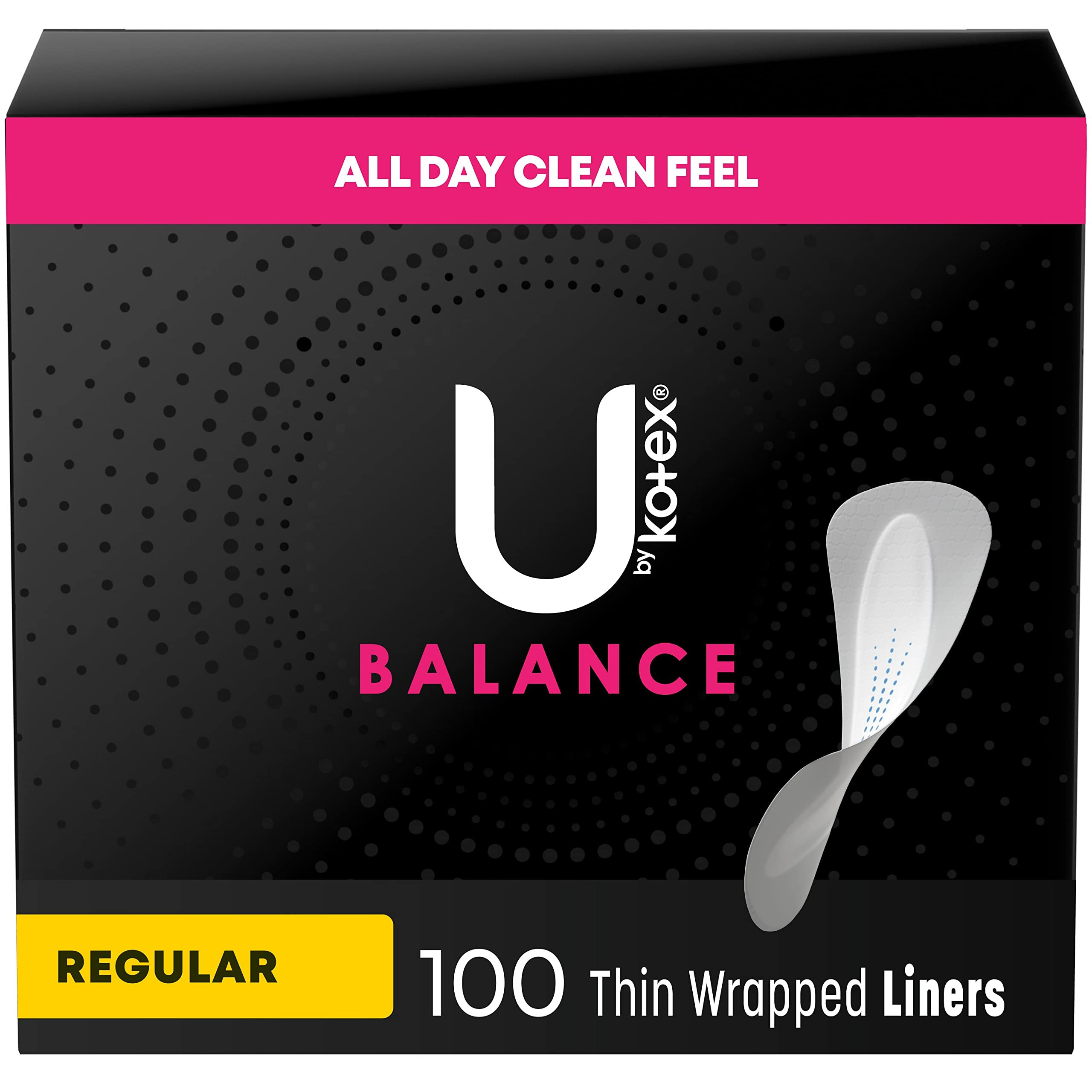 U by Kotex Balance Daily Panty Liners, Wrapped, Light Absorbency, Regular Length, 100 Count (Pack... | Amazon (US)