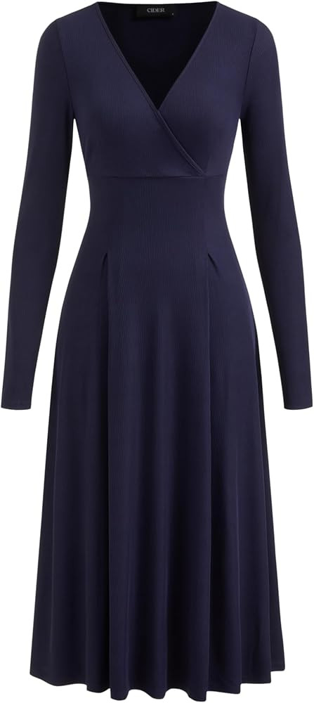 CIDER Elegant Wrap Dress Long Sleeve Midi Dress for Women | Amazon (US)