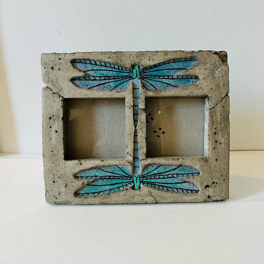 Vintage 1998 Frameology Dragonfly Duo Hand Painted Ceramic Picture Frame Whimsigoth Fairycore | Etsy (US)