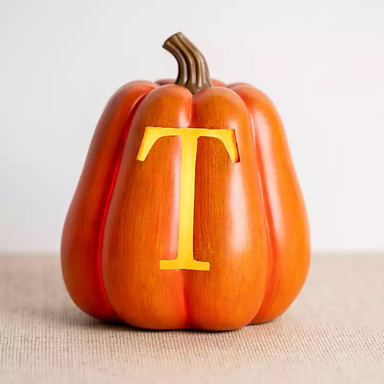 Pre-lit Orange Monogram T Pumpkin | Kirkland's Home