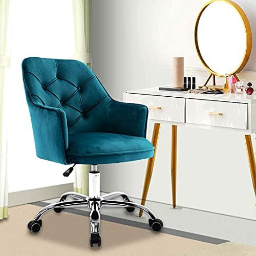 Henf Office Chair Modern Velvet Leisure Chair, Swivel Chair Desk Chair with Wheels Swivel Home Chair | Amazon (US)