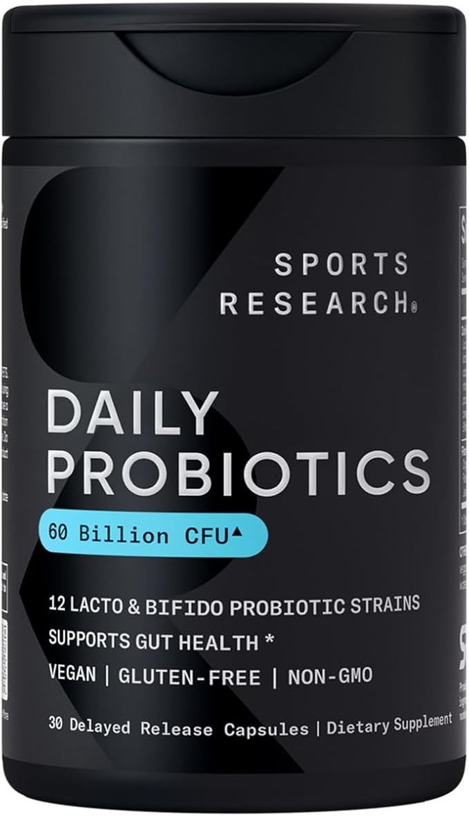 Sports Research Daily Probiotics with Prebiotics, 60 Billion CFU - Vegan Capsules for Gut Health ... | Amazon (US)