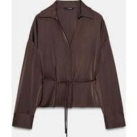 Zara - Blusa Satinata Con Cintura - Marrone - S - Donna | Zara IT