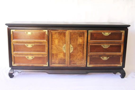 Price Includes Custom Lacquer! // Bassett Premier Chinoiserie Vintage Dresser // Asian // Hollywood  | Etsy (US)