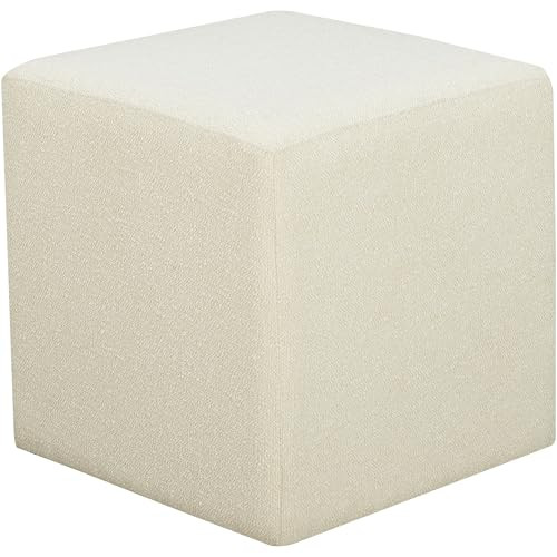Warren 18" Cube Ottoman, Urban Transitional, Fully Assembled, Soft Boucle Fabric, Snow | Amazon (US)