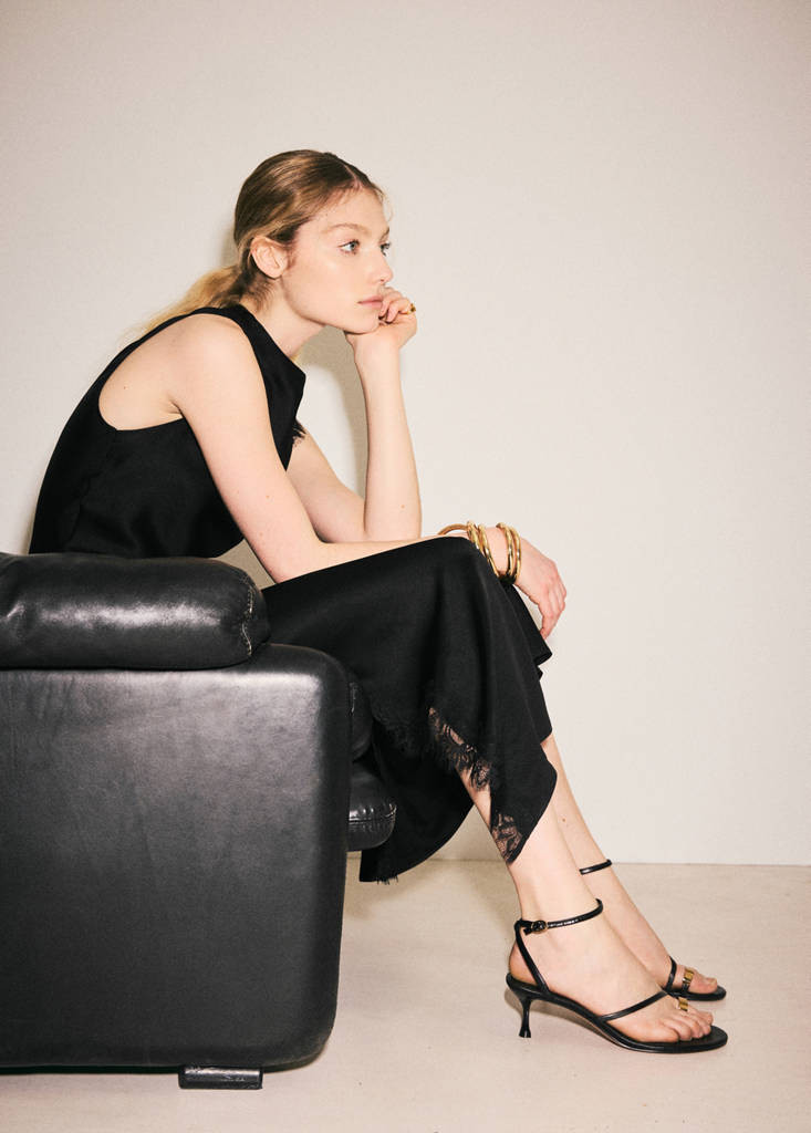 Crossed strap heeled sandal black - Woman - 8½ - MANGO | Mango (US/MX/AU)