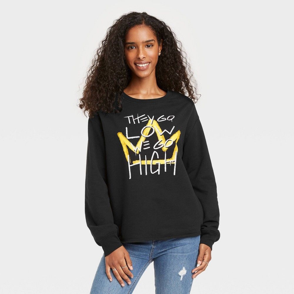 Black History Month Women's 'They Go Low We Go High' Sweatshirt - Black XL | Target