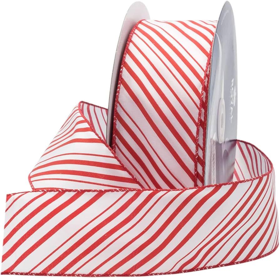 Royal Imports Red/White Candy Cane Christmas Ribbon, 2.5" (#40) Peppermint Design for Floral, Cra... | Amazon (US)