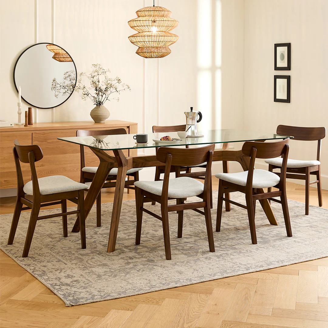 Emmer 71" Glass Dining Table - Walnut | Article
