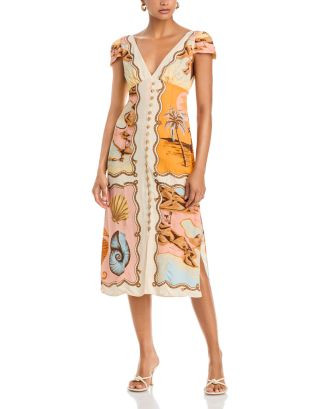 Rio Souvenir Mixed Scarf Print Satin Midi Dress | Bloomingdale's (US)