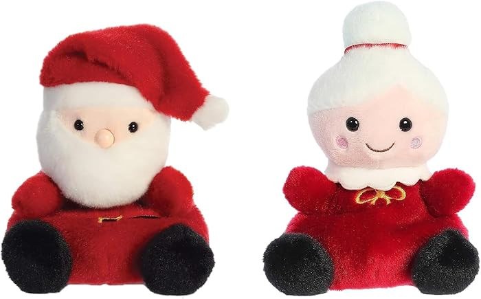 Aurora 5'' Holiday Palm Pals Santa Claus and Mrs. Claus - Set of 2, Red, White, Green, Tan, Brown | Amazon (US)