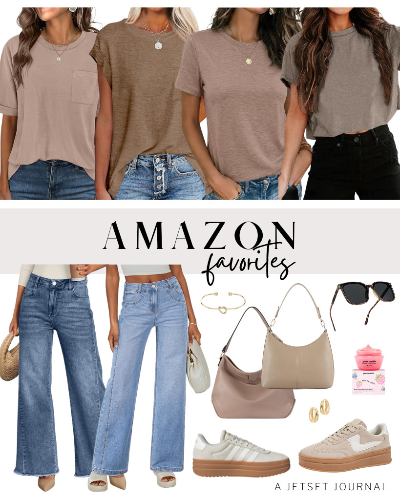 Are you excited to find out the Amazon Favorites for this week? The lineup includes an ANRABESS oversized tee and tops from UNCLECAT and Zeagoo. Trendy Queen and Sidefeel’s wide-leg jeans and sneakers from LUCKY STEP and Adidas are also here in this collection. 

 #LTKSeasonal #LTKSaleAlert #LTKTravel