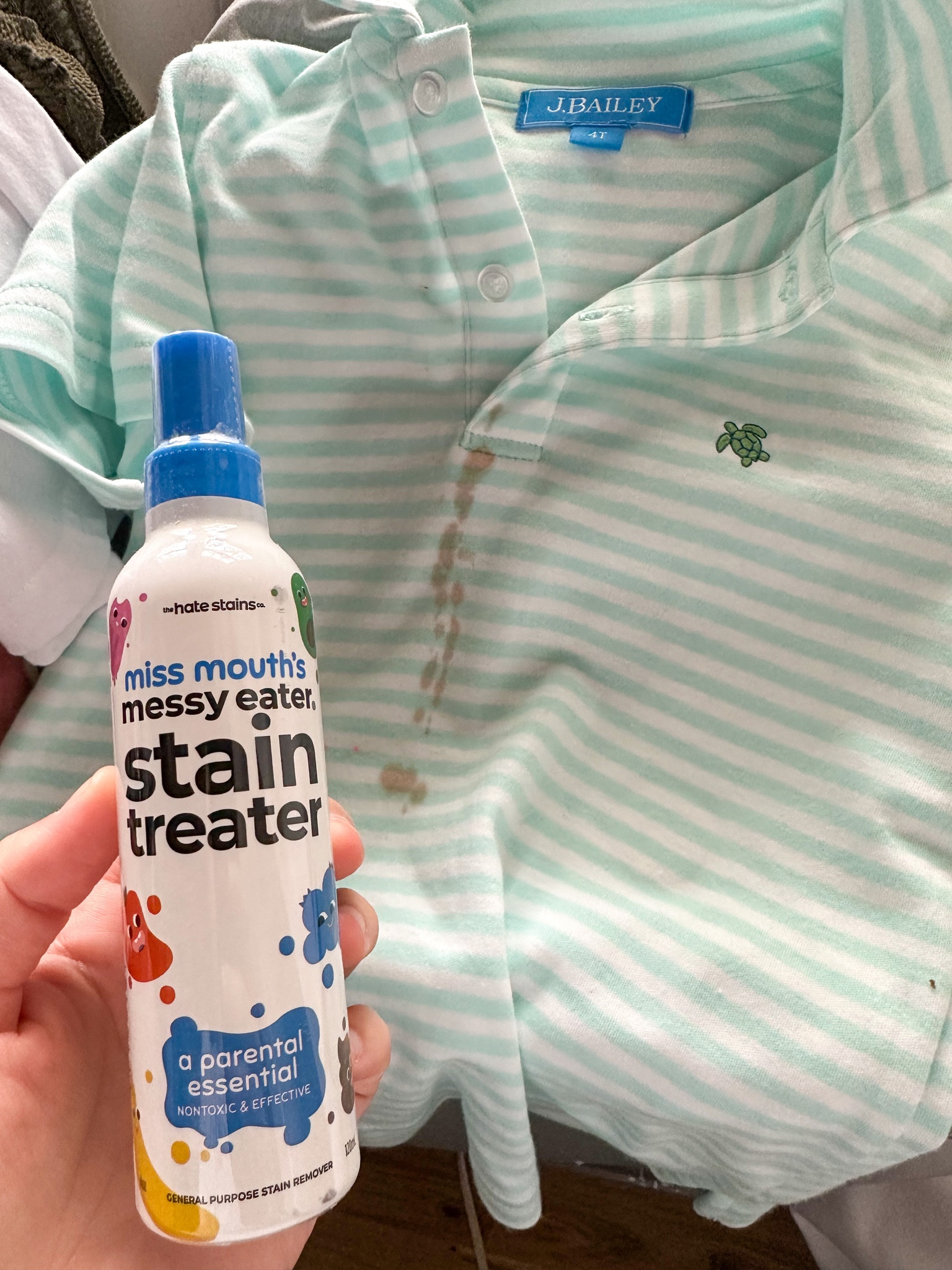 first day of preschool essentials!! i wanted worth to wear a nice shirt, but i knew stains would come along with that. we love this nontoxic stain remover! 
