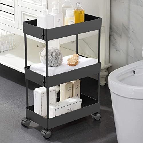 Amazon.com: AOJIA Slim Storage Cart, 3 Tier Slide Out Storage Cart Bathroom Storage Cart Bathroom... | Amazon (US)