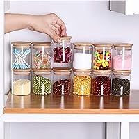 Tzerotone Glass Jars Set,Upgrade Spice Jars with Wood Airtight Lids and Labels, 6oz 12 Piece Smal... | Amazon (US)