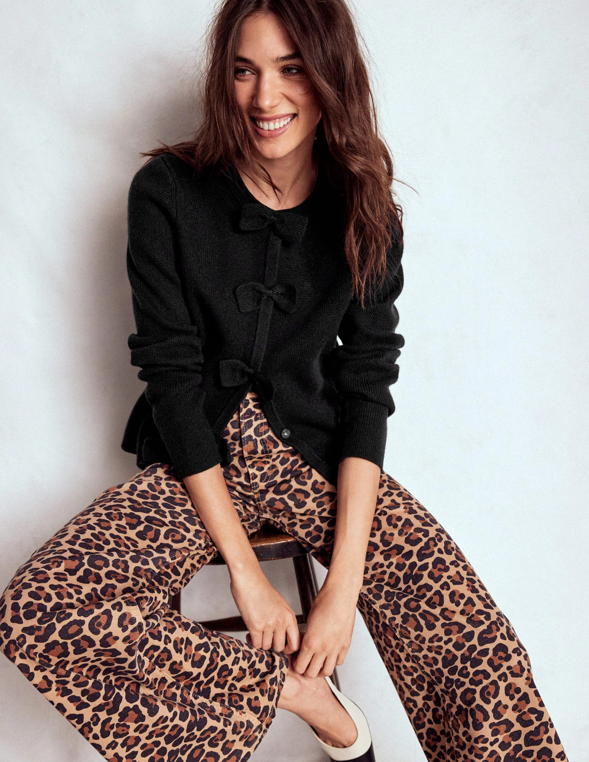 Knitted Bow Cardigan Black Boden | Boden (US)