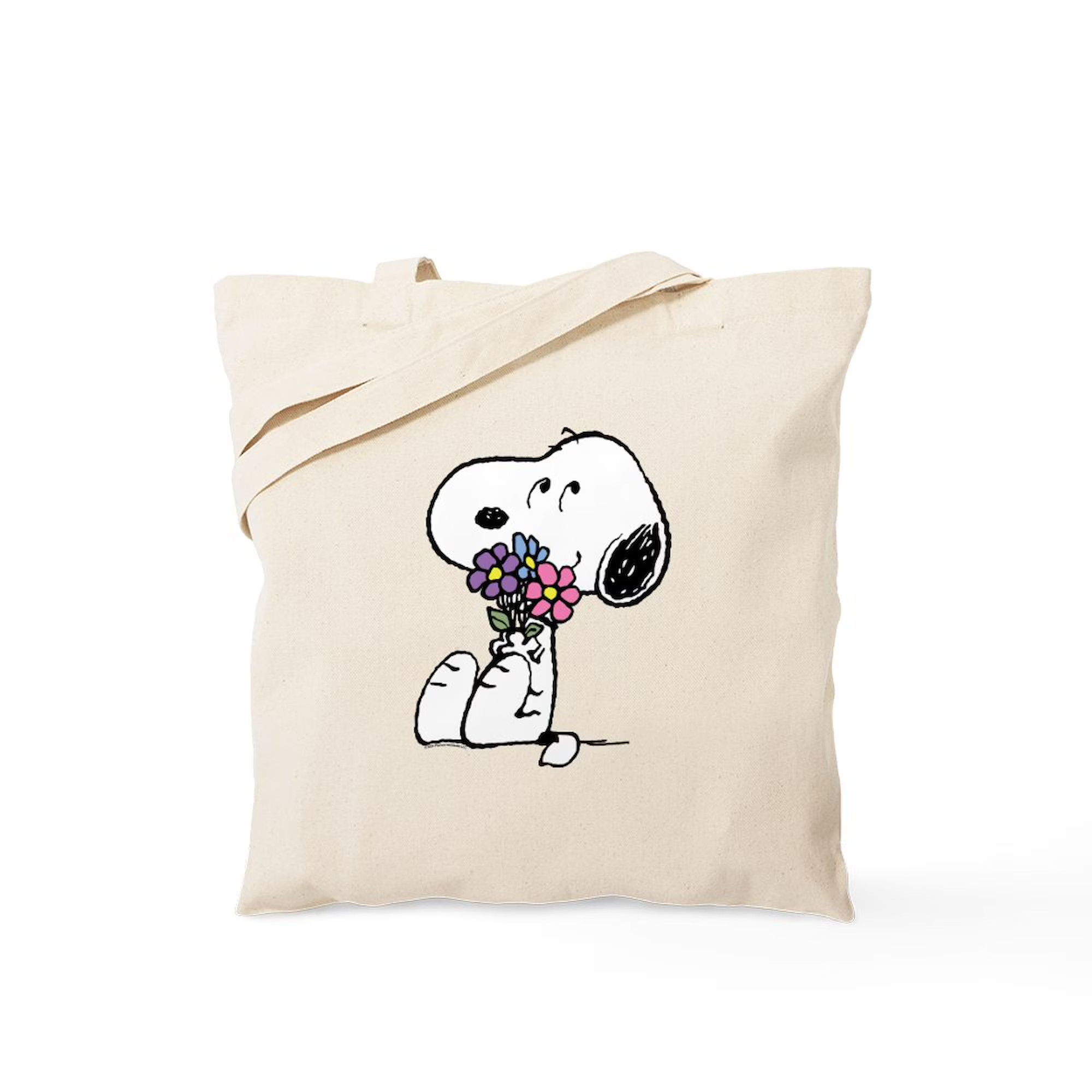 CafePress - Snoopy With A Flower Bouquet - Unisex Canvas Tote Bag, Beige, 1-Piece - Walmart.com | Walmart (US)