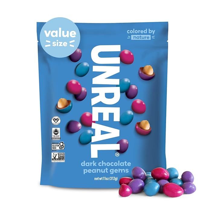 UNREAL Dark Chocolate Peanut Gems (Value Size Bag) | Vegan with Colors from Nature | Fair Trade, ... | Amazon (US)