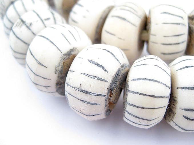 Carved White Bone Beads - Full Strand of Fair Trade Artisanal African Beads - The Bead Chest (Wat... | Amazon (US)