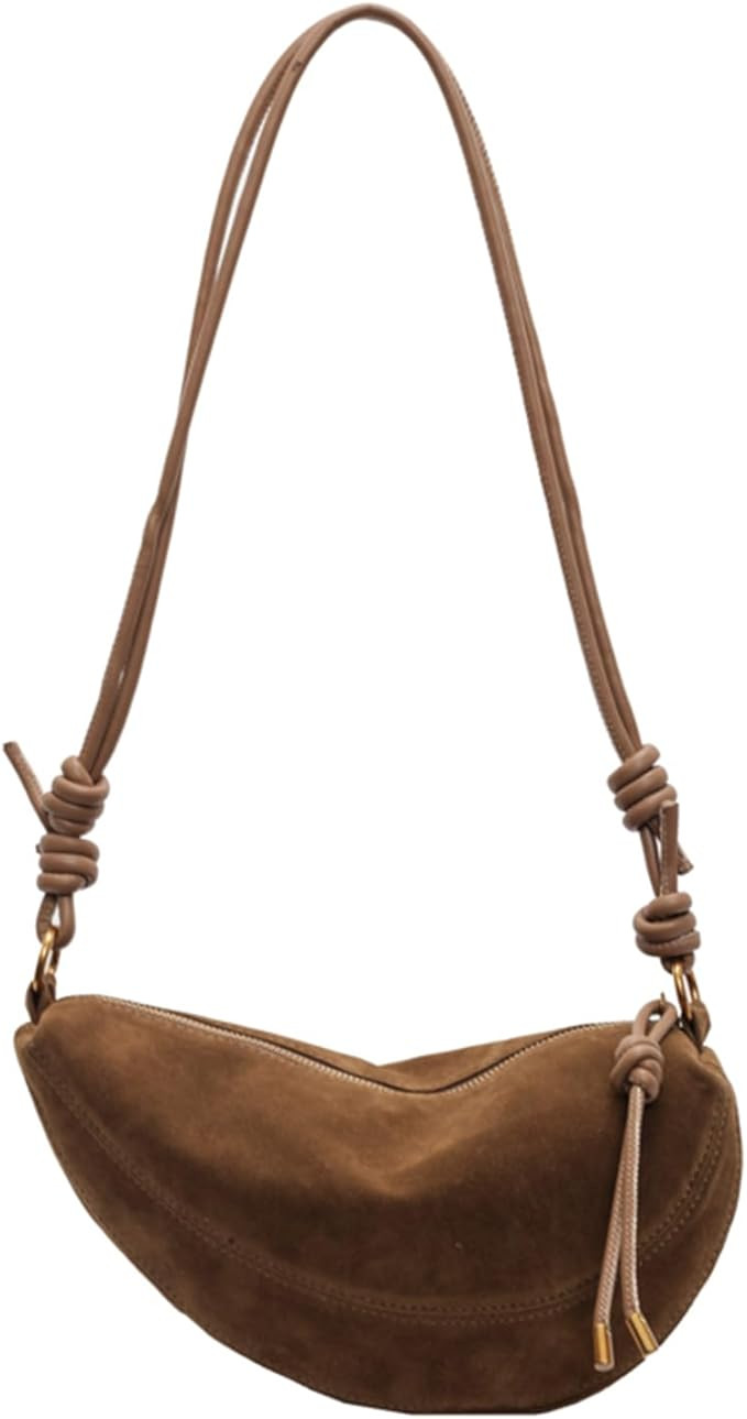 Suede Bags for Women Small Suede Purses Crescent Bag Crossbody Shoulder Bag Trendy Tote Handbags | Amazon (US)