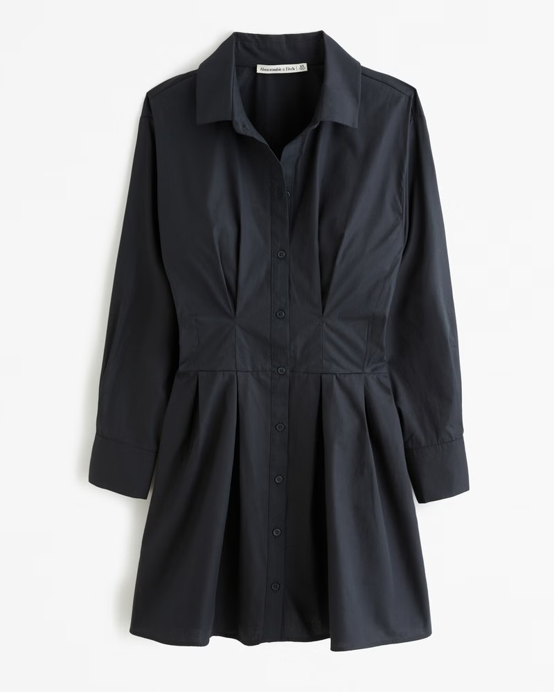Long-Sleeve Poplin Shirt Dress | Abercrombie & Fitch (US)