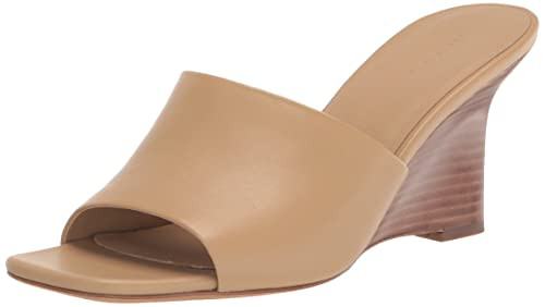 Vince Womens Pia Slide Wedge Sandal Blonde Beige Leather 6.5 M | Amazon (US)