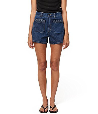 Rolla's Mirage High Rise Braided Patch Pocket Denim Shorts - 31 | Dillard's
