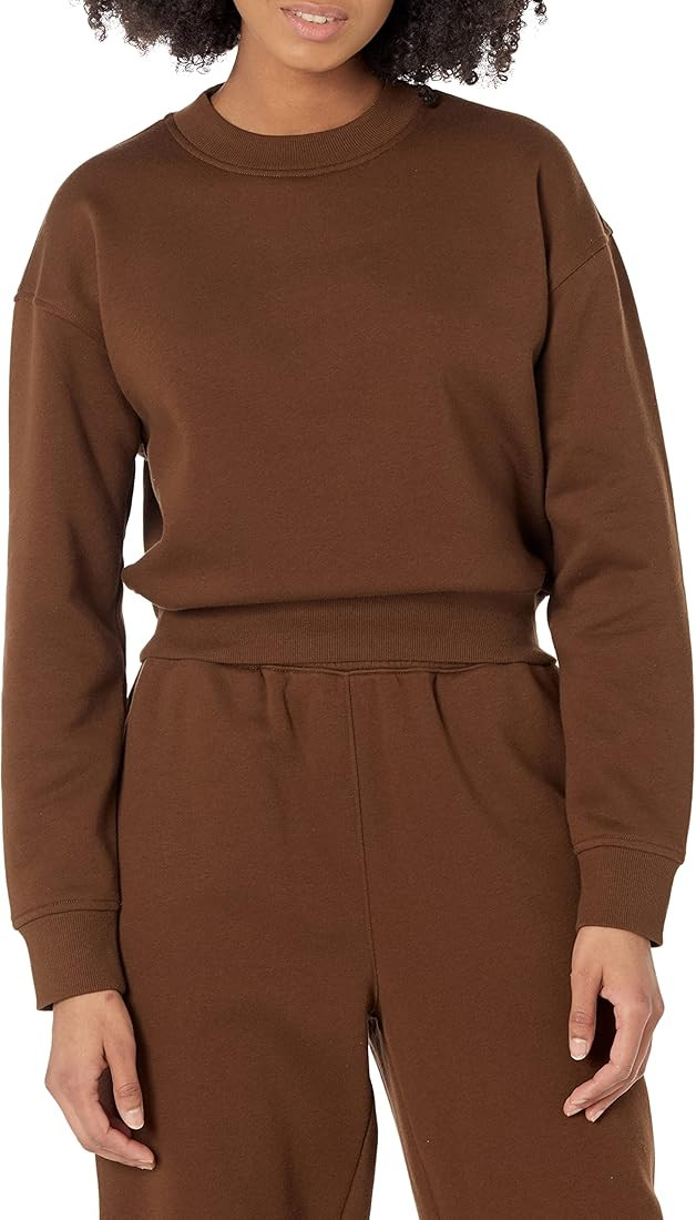 Amazon Essentials Women's Crop Drop Shoulder Sweatshirt (Available in Plus Size) | Amazon (US)