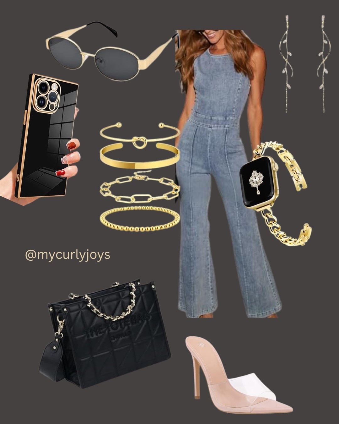 Denim jumpsuit ✨ layered gold jewelry ✨ sleek accessories = instant chic! Linking this full look for you 🖤 Denim jumpsuit, gold jewelry, layered bracelets, gold bangles, hoop earrings, statement earrings, black tote bag, quilted handbag, nude heels, clear heels, block heels, black sunglasses, oversized sunglasses, gold watch, iPhone case, everyday style, chic outfit, date night outfit, girls night outfit, casual chic, LTK style, LTK fashion, LTK under 100, trending outfit, fall outfit, spring outfit, summer outfit, outfit inspo, accessories, neutral style, minimal chic

#LTKfashion #LTKstyle #OOTD #styledbyme #LTKunder100 #LTKchic #LTKtrending #mycurlyjoys


#LTKShoeCrush #LTKItBag #LTKStyleTip