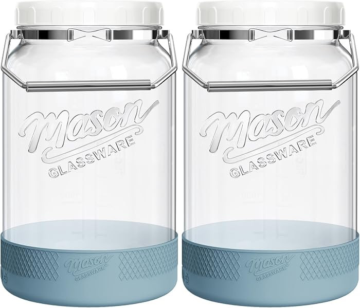 2 Pack 1 Gallon Glass Jar with Airtight Lid for Food Storage | Amazon (US)