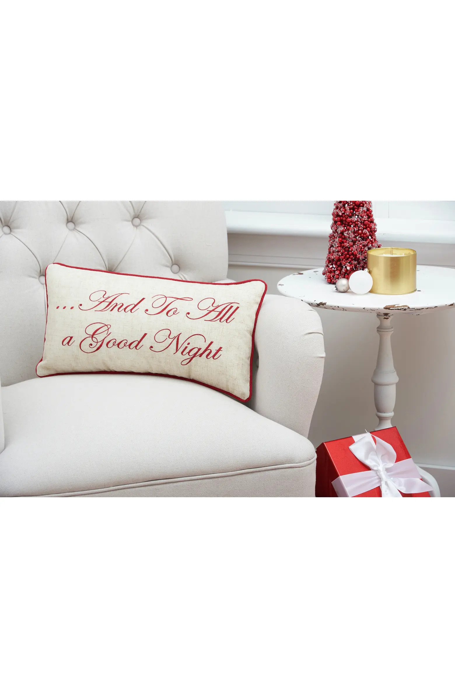 "And To All A Good Night" Embroidered Christmas Accent Pillow 10" x 19" | Nordstrom