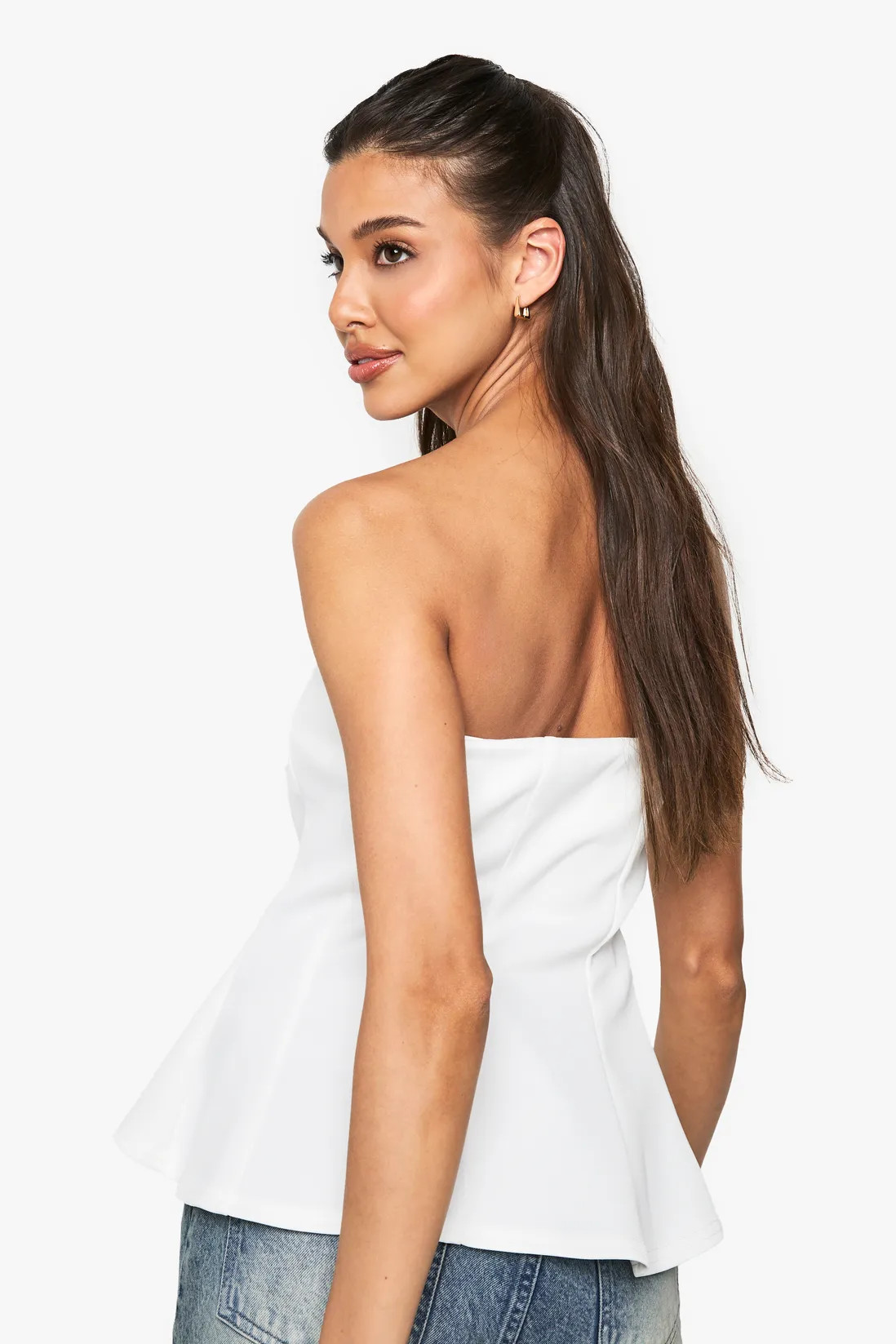 Double Layer Seam Detail Peplum Bandeau Top | boohoo (US & Canada)