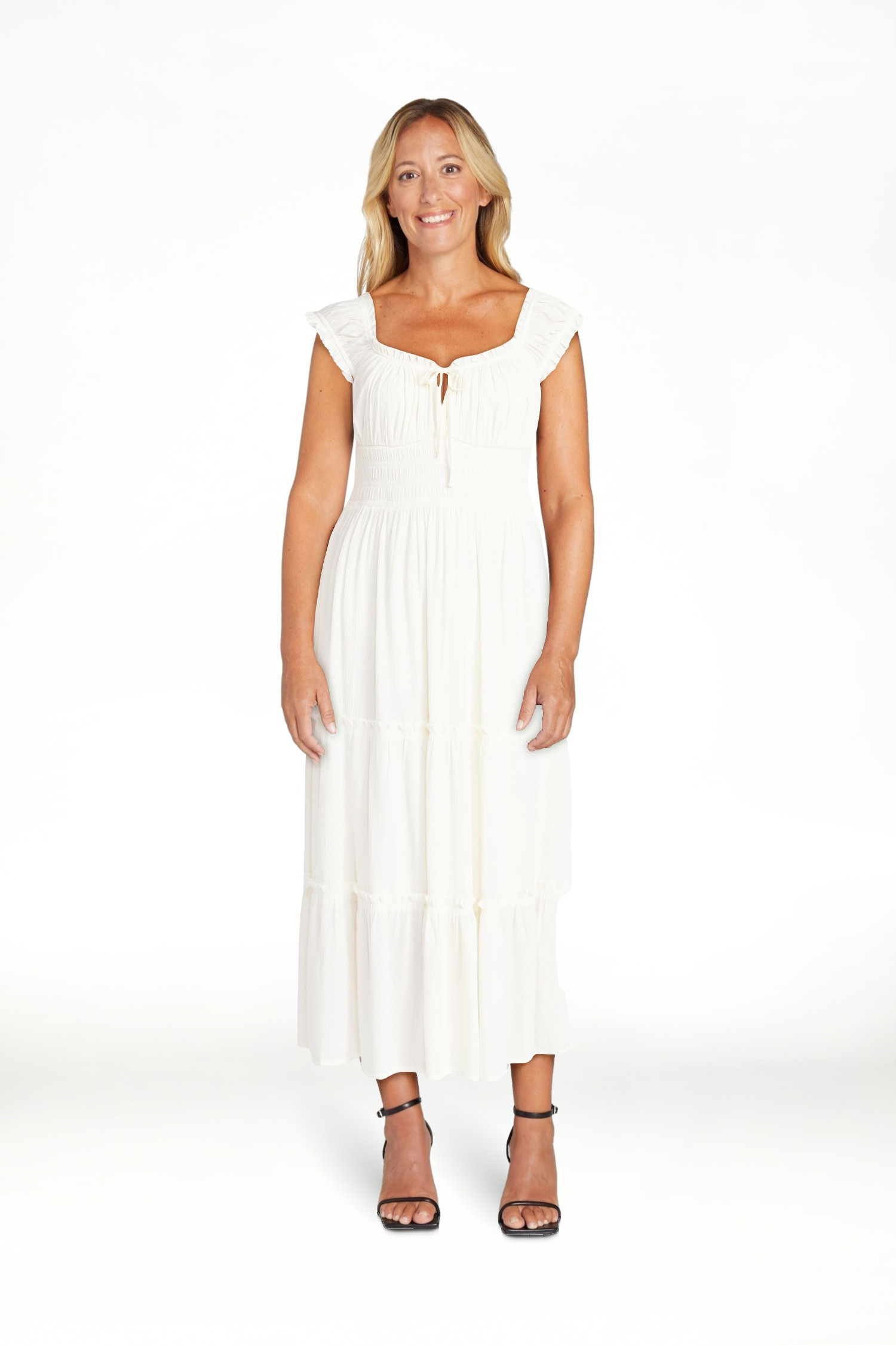 No Boundaries Puff Sleeve Midi Dress, Women’s XXS-XXL | Walmart (US)